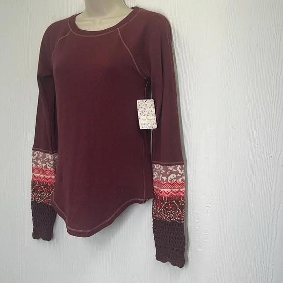 Free People - NWT In The Mix Rio Vino Thermal Long Sleeve Fun Top Size Medium - Picture 6 of 12